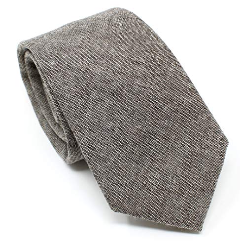 Image of Men's Chambray Cotton Skinny Necktie Tie Textured Distressed Style - 2.5 inch Width