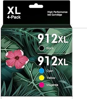Hanink 912XL Ink Cartridges Multipack Replacement for HP 912XL Ink Cartridges Compatible for HP OfficeJet Pro 8020 8022 8023 8024 8025 OfficeJet 8010 8012 8014 8015 (Black Cyan Magenta Yellow, 4-Pack)