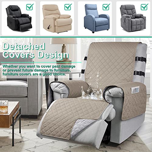 Waterproof Recliner Chair Slipcover With 2 Elastic Straps, Non-Slip Armchair Recliner Protector for Families with Pets/Kids - Image 2