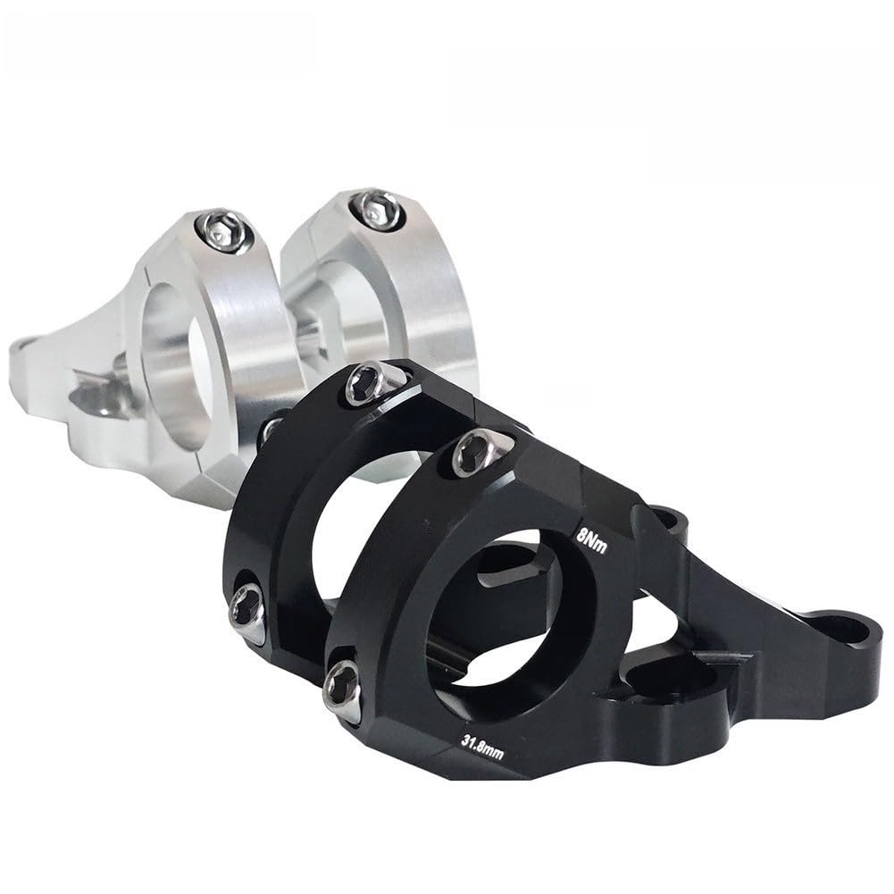 DH - Vástago dividido doble abrazadera MTB 31,8 mm/35 mm CNC aluminio ligero para manillar de bicicleta de montaña descenso negro