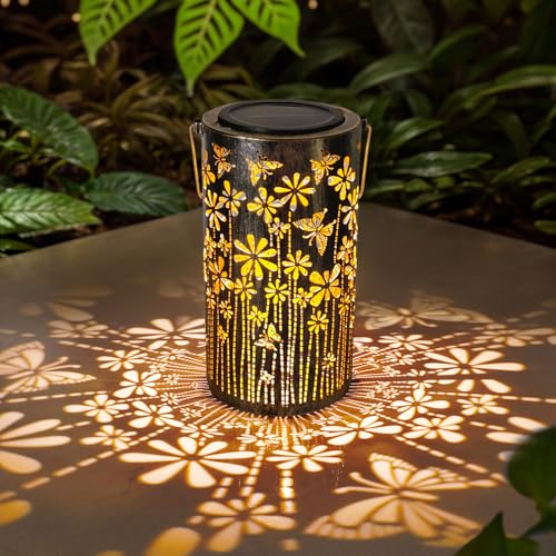 MIFXIN Lanterne solaire en forme de papillon, cadeau d'anniversaire pour femme, lanternes solaires en métal, décoration de jardin, cadeau pour maman,...