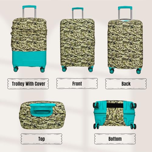 Image of Army Printed Luggage Cover for Traveling Bag & Suitcase - Stretchable & Scratchproof Trolley Protector with Velcro Lock & Lightweight Washable Material(Suitcase Not Included, Only Cover in Product)