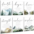 Sacubee 6 Pack Acoustic Christian Art Panels 12" x 16" Faith Hope Love Soundproof Wall Panels Self Adhesive Bible Verse Decor Religious Sound Absorbing Treatment for Home Father Day(Mountain)