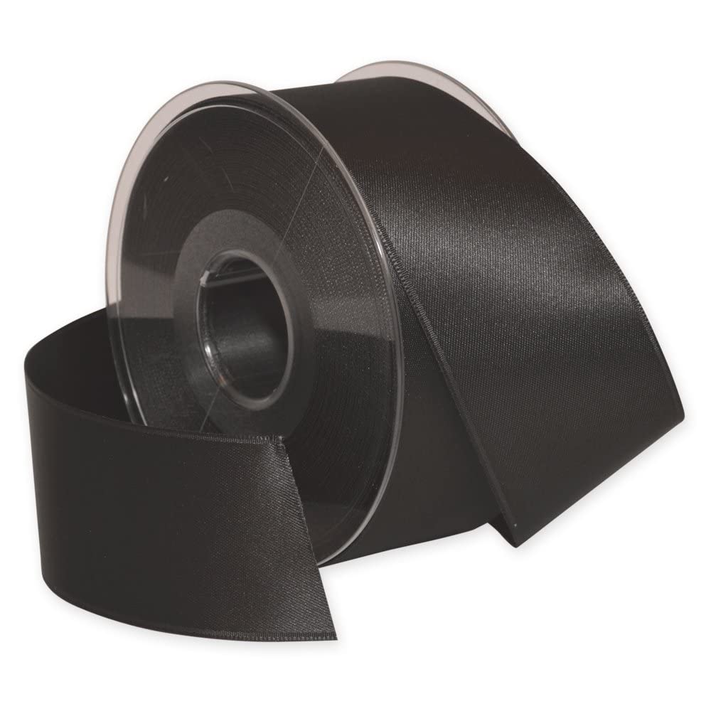 Morex Ribbon Double-Face Swiss Satin Ribbon, 3.8cm by 27-Yard Spool, Charcoal