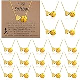 Liliaafar 20 Sets Softball Baseball Soccer Tennis Basketball Necklace Team Gifts for Women Bulk Sport Jewelry Necklace with Inspirational Card Dainty Gold Plated for 2026 Senior Night(Softball)