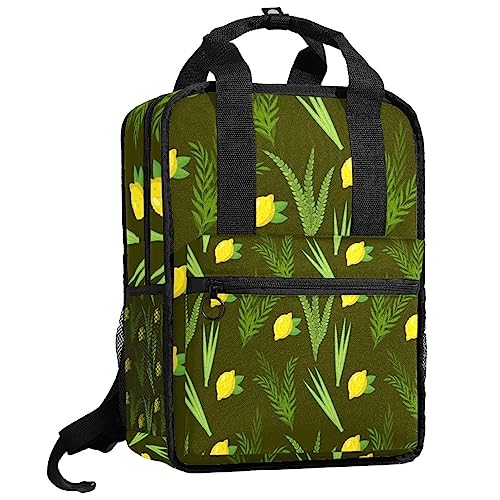 Sac à dos plantes et citron pour garçons et filles | Cartable d'école multicolore 35cm