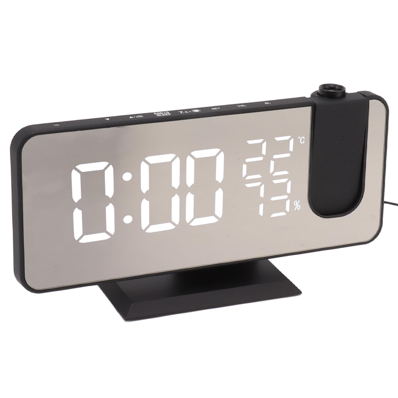 Haofy FM Radio LED Digital Reloj Despertador Inteligente LED Reloj Despertador de Proyección Digital para Dormitorio Mesita de Noche LED Reloj Despertador Digital (Letras Blancas)