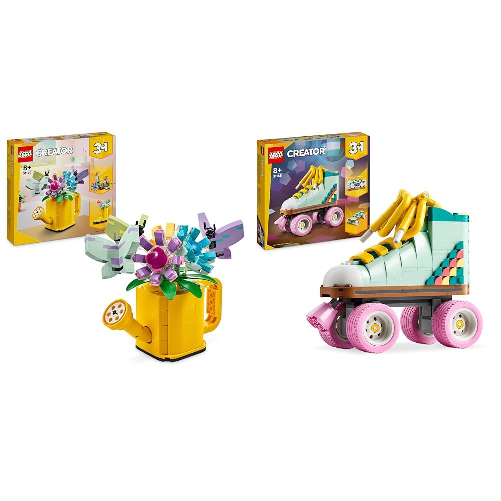 TOY PLAYER 3-in-1 Creator Bauset – 520 Teile, Baut Rollschuhe, Herzbär Mit Rose & Filmprojektor, Pink, Für Mädchen Ab 6 Jahren
