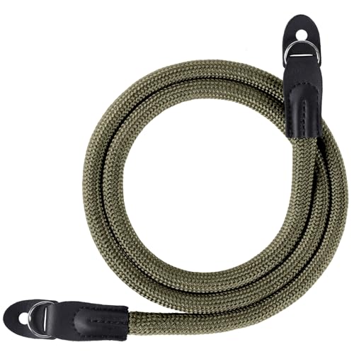 flintronic Sangle Appareil Photo, Bandoulière en Corde en Nylon, Courroie de Cou pour Appareil Photo, pour Canon, Appareils Photo pour Les Caméras Nikon, Sony, Fujifilm, Olympus, Vert Armée - 102 cm