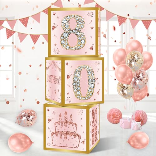 DataMoon 80th Birthday Decorations Boxes for Women
