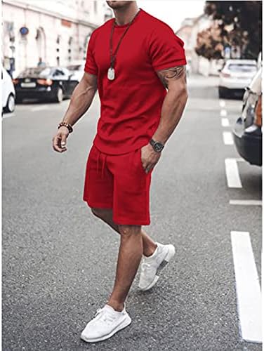 Amazon Co Jp 夏のヨーロッパとアメリカの独立局ラウンドネックtシャツユースレジャースポーツスーツメンズ半袖 赤 Xxl 服 ファッション小物