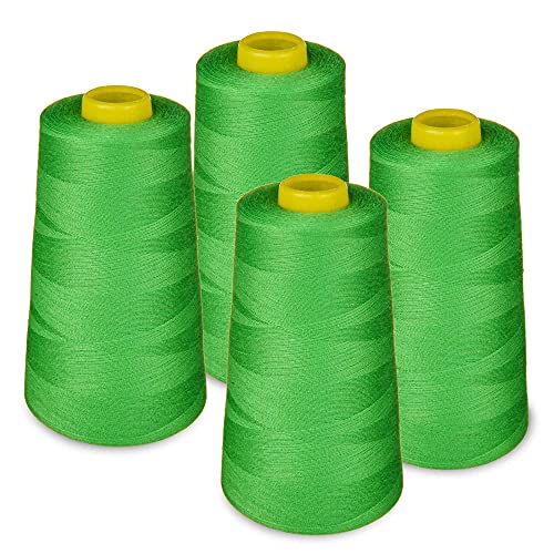 Overlockgarn Set de 4 Bobines de Fils à Coudre 2700 mètres - Bobine/Polyester 100% / 40S/2 / à Surjeter/Machine à Coudre/Couture à la Main (204 Vert Pomme) Lialina® Cover
