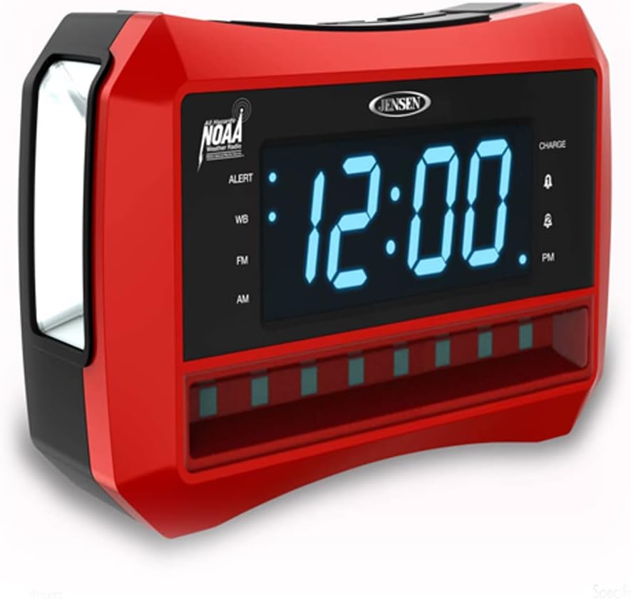 Digital AM/FM Climate Band Alarm Clock Radio with NOAA Climate Alert, Emergency Gentle and Constructed-in Flashlight