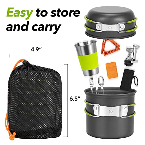 Rlrueyal Camping Cookware Backpacking Stove Canister Stand Tripod and Stainless Steel Camping Cup,Fork Spoon Kit for Hiking and Picnic,Camping Cooking,Backpacking Gear,Mess kit. - Image 5