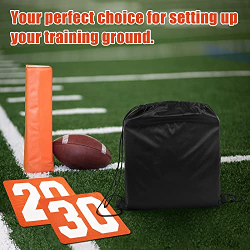 Jecery Set of 11 Football Yard Markers High Visibility Football Field Yard Line Markers Yardage Field Line Marking 12 Inch with Carrying Bag for Sporting Training(Orange White)