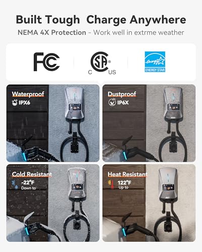 Wolfbox E50 Level 2 Ev Charger 50 Amp - Smart Display, Rfid Card, 25Ft Cable, Outdoor/Indoor, Hardwired Ev Charger Level 2, Wifi Enabled Electric Car Charger, 240V Electric Vehicle Charging Stations thumb #4