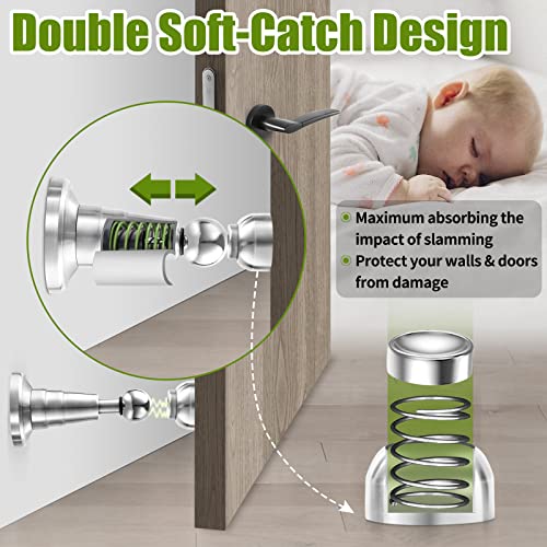 TOKPLNU Magnetic Door Stop, Soft Catch Magnetic Door Holder with Updated Hydraulic Shock Absorber, Stainless Steel, Heavy Duty Magnetic Door Stopper Floor Wall Mounted Outdoor Doorstop, Keep Door Open - Image 3