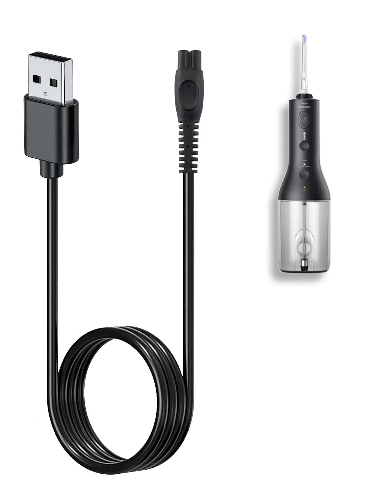 NOUKAJU Charger for Philips Sonicare HX3826/23 Cordless Power Flosser, USB Charging Cable 3.28ft/1m,Charger Cable for Philips Sonicare HX3826(Black)-image-34