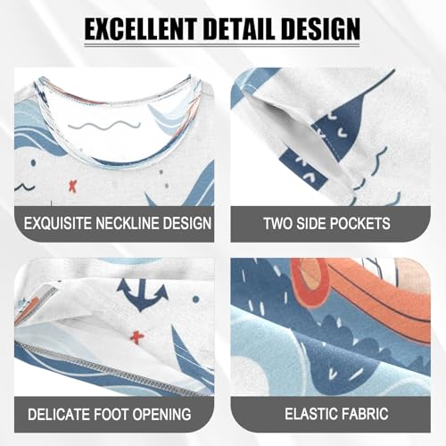 Ship Sea Wave Kids Pjs Set Boys Girls Summer Short-Sleeve Sleepwear Pajamas 2PCS4