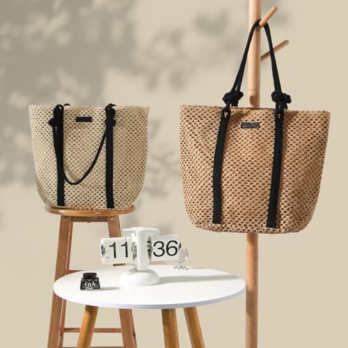 Straw Bags For Women, Crochet Beach Bag Large Woven Shoulder Purse Handbag, Beach Tote Straw Bag for Summer Vacation 5