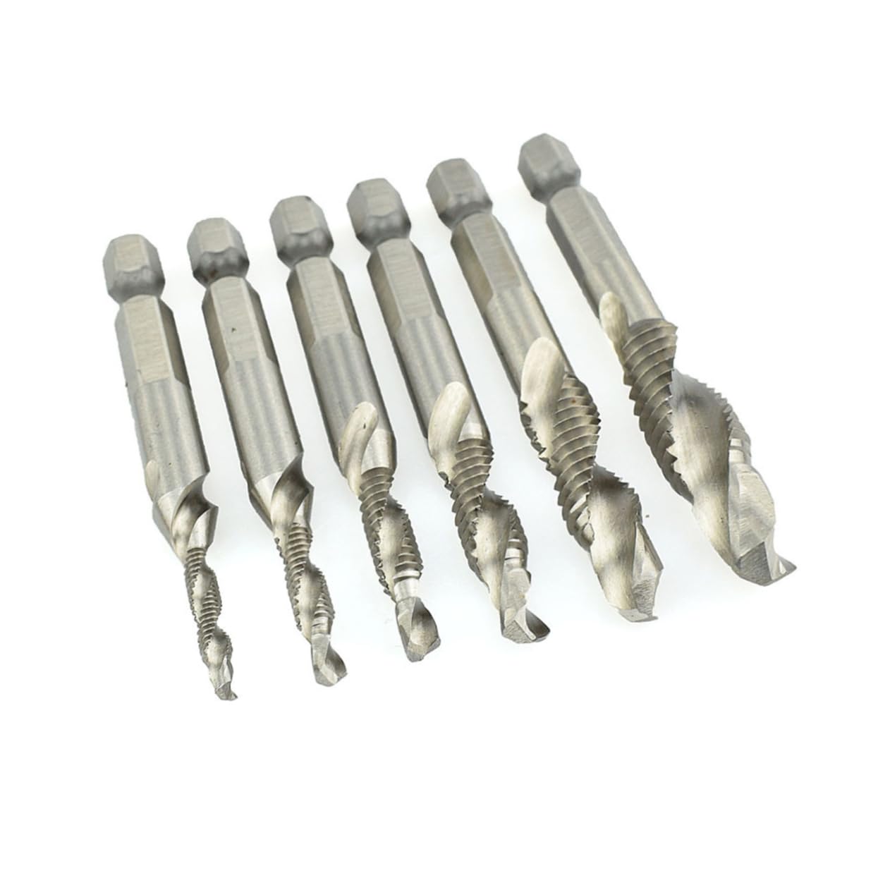 jojofuny 18 Piezas rosca de punta espiral de tornillo broca y broca taladro de grifo broca avellanadora hilo perforar