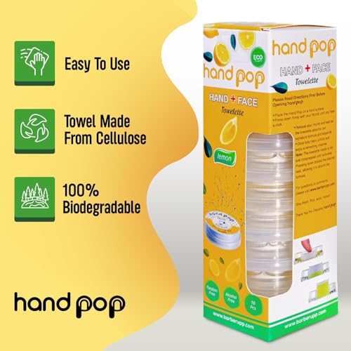 Image of Hand Pop Lemon Wipes Bulk Pack - 480 Individually Wrapped Refreshing Wet Towelettes 4 case Pack of (12 Boxes of 10) - Alcohol-Free, Skin-Friendly, Travel Size Wipes for Home, Office, Events & Gifting