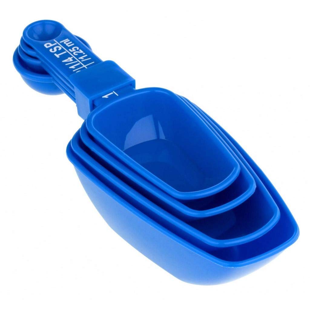 Chef Aid Kitchen and Pantry Scoops, Set of 4 Scoops Perfect for Measuring a Wide Range of Kitchen Foods, Each Scoop has a Measuring Spoon Built into The Handle for Multi use, Dishwasher Safe