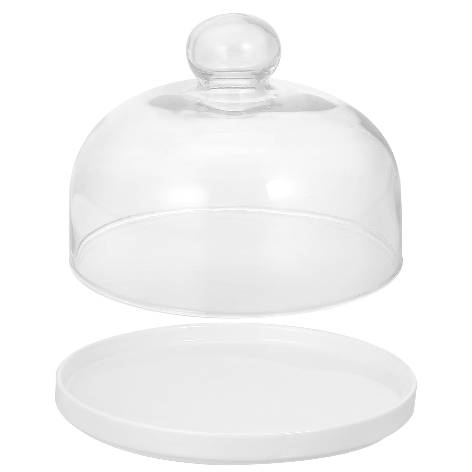 Ipetboom Plato para Tartas Casero con Tapa de Cristal y Base de Cerámica