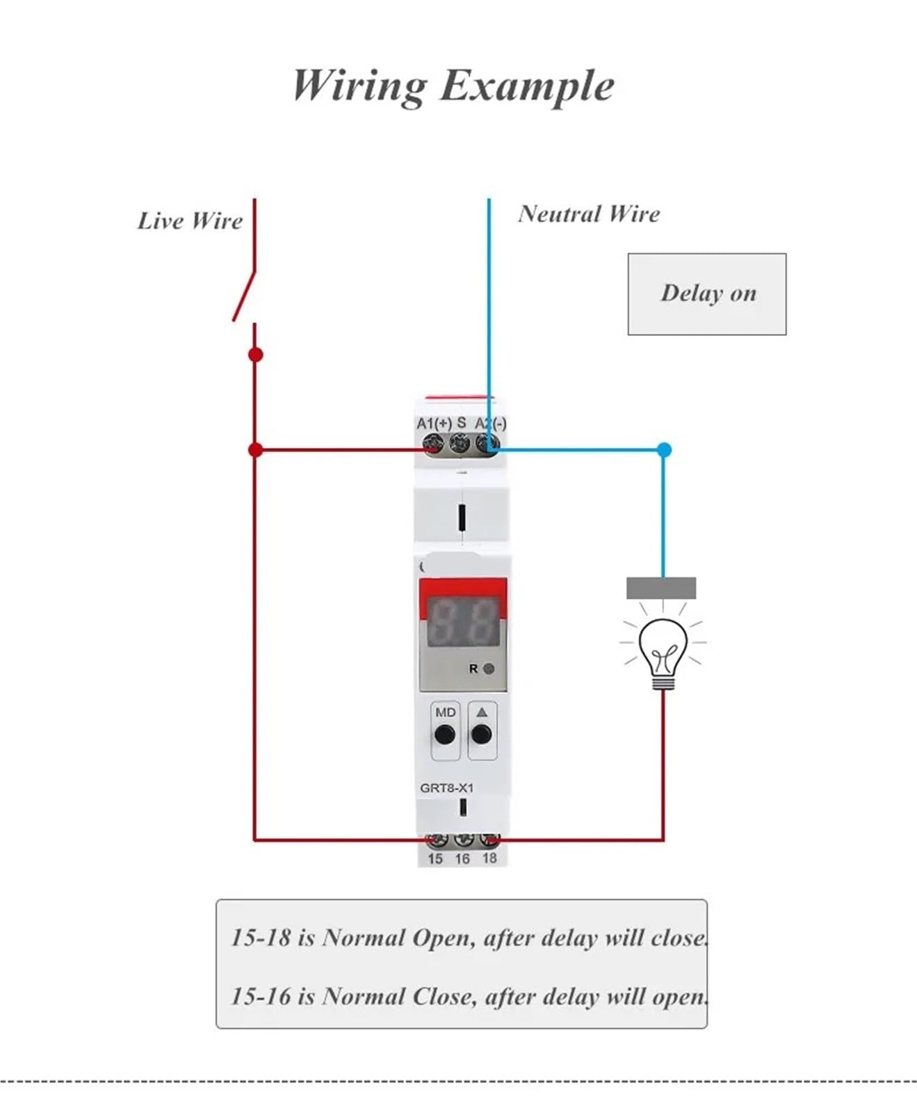 GRT8-X Digitalanzeige Multifunktions-Zeitrelais 16A mit 20 Funktionsauswahlen 1 Stücke(GRT8-X1 ACDC12V-240V)