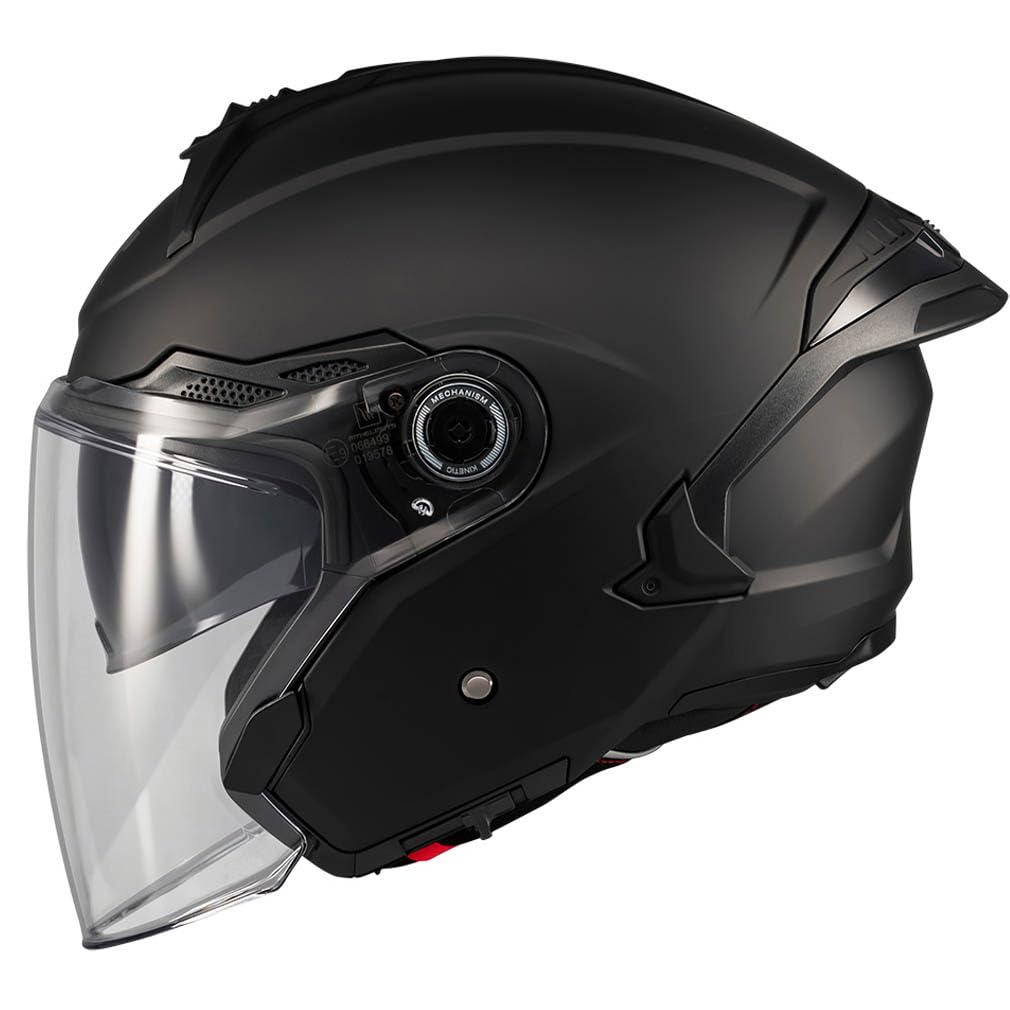 MT Cosmo SV Pure Designed Negro Mate Bluetooth Sena Integrado - Casco de Moto Jet Abierto con Visor Solar - Helmets Unisex Hombre y Mujer - Homologado ECE 22.06