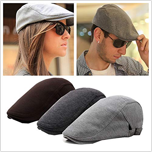 Wansan Men’s Newsboy Gatsby Cabbie Hats Cotton Adjustable Driving Winter Hat Light Grey #TOP7