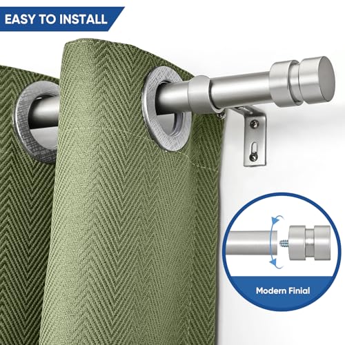 Briofox Silver Curtain Rods For Windows 28 To 48 Inch Heavy Duty Modern End Cap 1 Inch Curtain Rods Adjustable Decorative Drapery Rod For Home,Office,Apartment,Farmhouse thumb #1