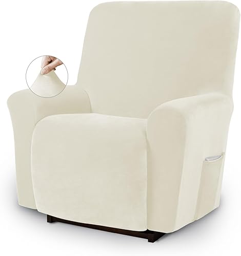 Miniatura 63 de Asnomy Fundas para sillas reclinables con bolsillos, funda elástica de terciopelo para sofá reclinable, 1 pieza, protector de muebles para perros
