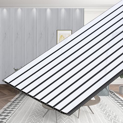 Image of Plantex PVC Wall Panel /Louvers Panel for Wall /3d Wall Panel for Interior Wall Decor /Eco-Friendly Fluted Panel for Wall /- Pack of 10, Covers - 100Sq. Ft (White and Black-12 Inch x 10 Ft)