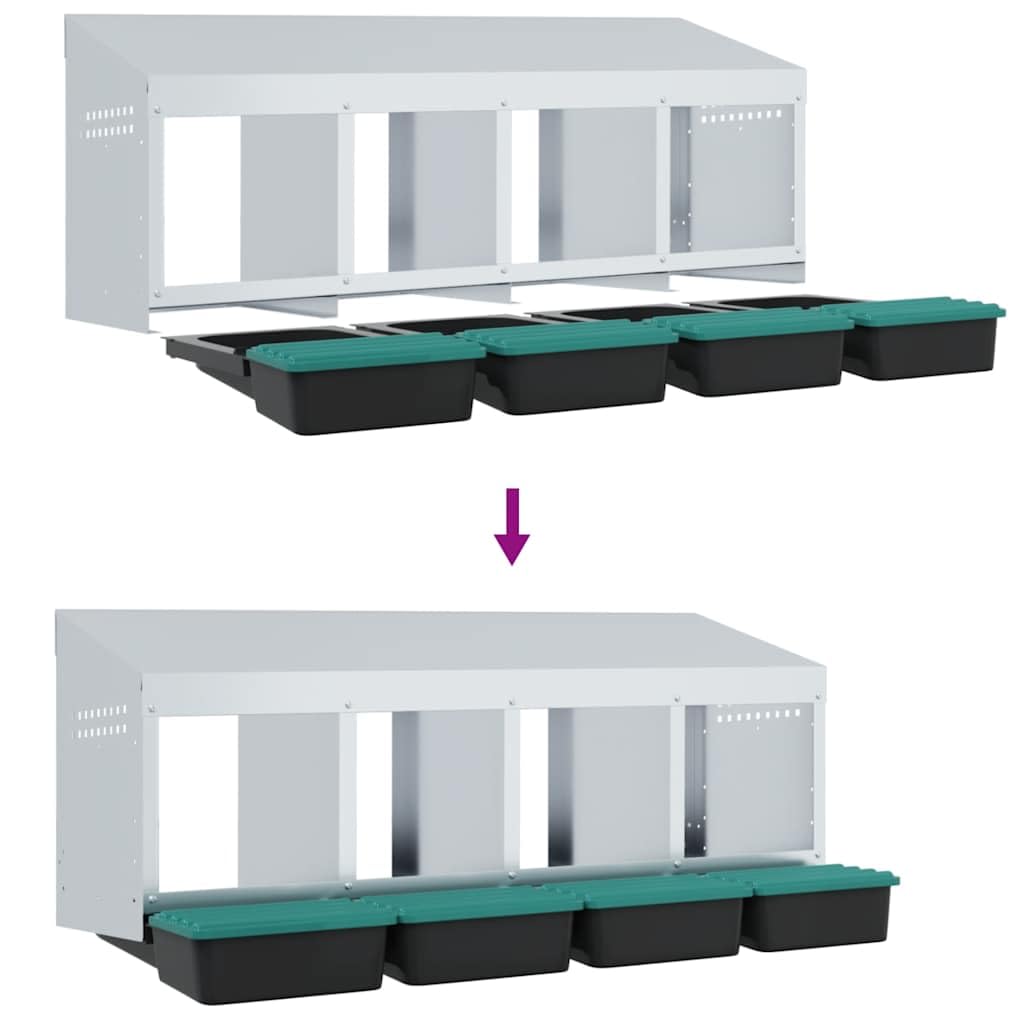 vidaXL Nido para gallinas con 4 Compartimentos de Acero galvanizado para Montar en la Pared