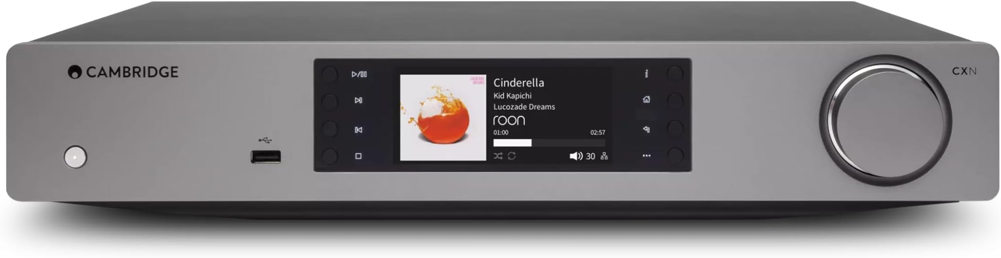 Cambridge Audio CXN (V2) - Separate High Resolution WiFi Network Audio Player, Streamer and Pre Amp with Display Featuring Chromecast Built-In, Internet Radio and Wolfson DAC - Lunar Grey