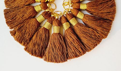 Image of Zippy Flora Micro 1.5 inch Length Cotton Handmade Tassels for Saree /Blouse /Dupatta /DIY /Decor (Pack of 12) (Chocolate Brown)