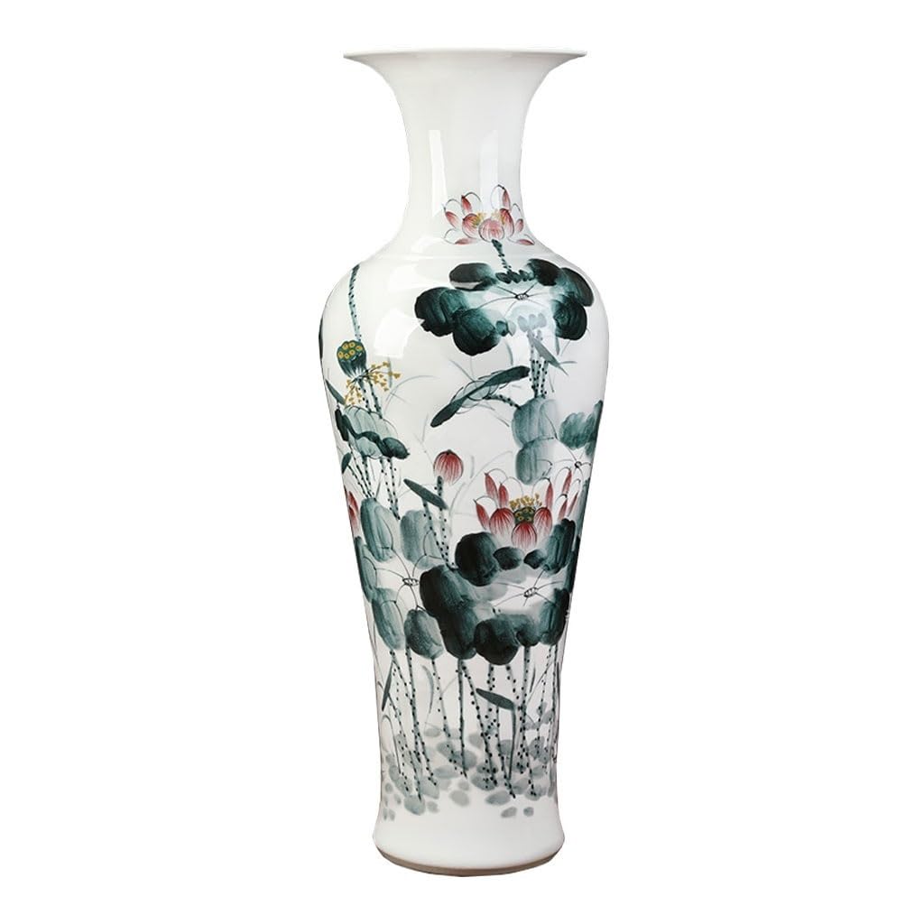 Vase de sol en céramique peint à la main, porcelaine bleu et blanc élégante pour salon