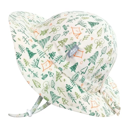 JAN & JUL Boys' Cotton Sun-Hat, 50+ UPF Summer Floppy Hat for Babies and Toddlers (M: 6-24 Months, Camp Grove)