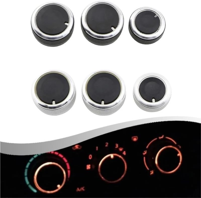 Car AC Knob Air Conditioning Heat Control Switch Button Knobs Accessories For Golf 5 Passta B6 B7(Silver)
