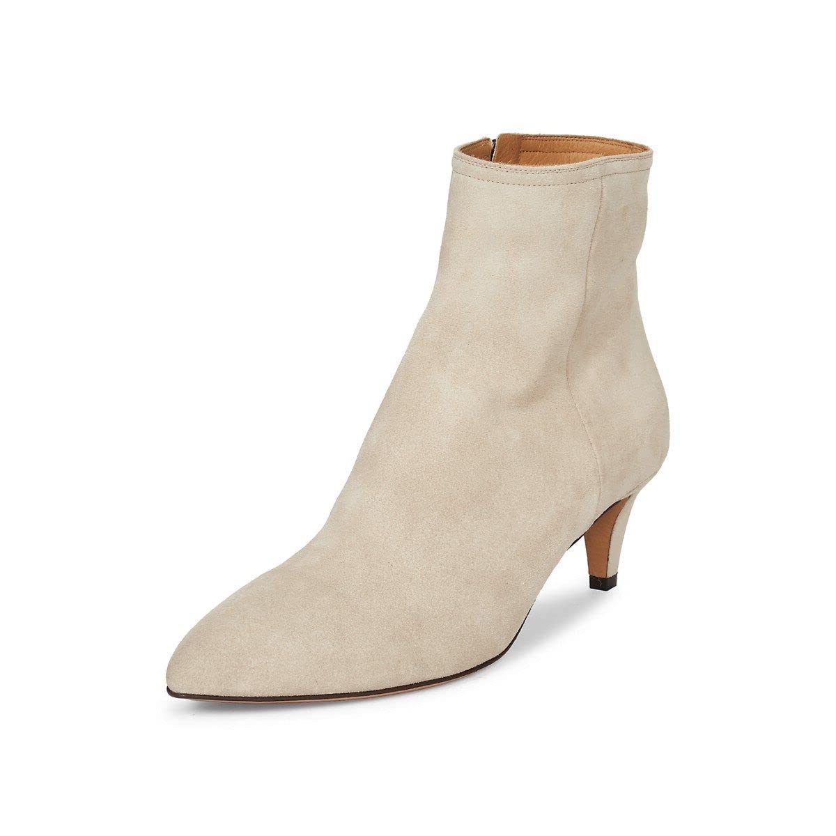 XYD Women Chic Low Kitten Heel Ankle Boots Pointed Closed Toe Side Zipper Prom Glitter Party Fashion Short Bootie Shoes