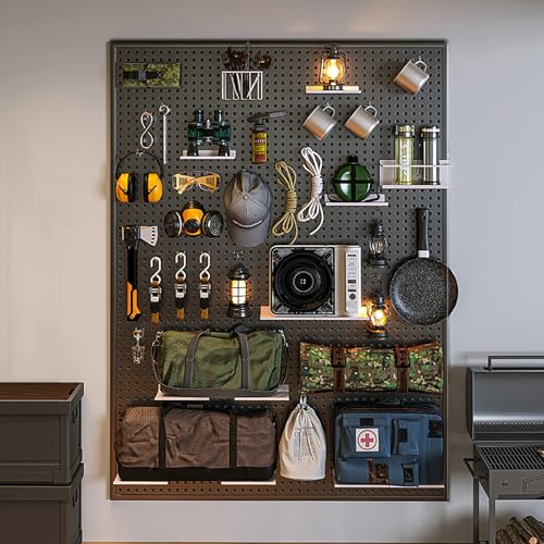 XRRJFYH Tablero Perforado con Ganchos de 10 Piezas Organizador Herramientas Panel Perforado Pegboard Estanterias Almacenaje Pared(Black,100x80cm/39x31in)