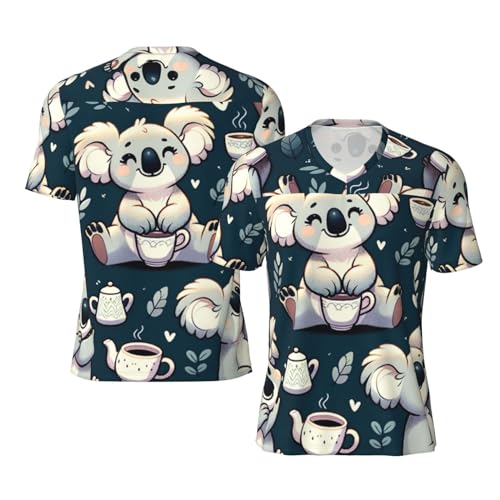 Stylish Athletic Sports Jersey Koala-Drinking-Tea Men's Rugby Jersey 4X-Large Black