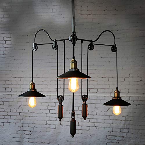Hdmy Américain Country Poulie Levage Lustre Mahjong Table Table De Billard Creative Guest Restaurant Décoration Lampe En Fer Forgé Abat-Jour