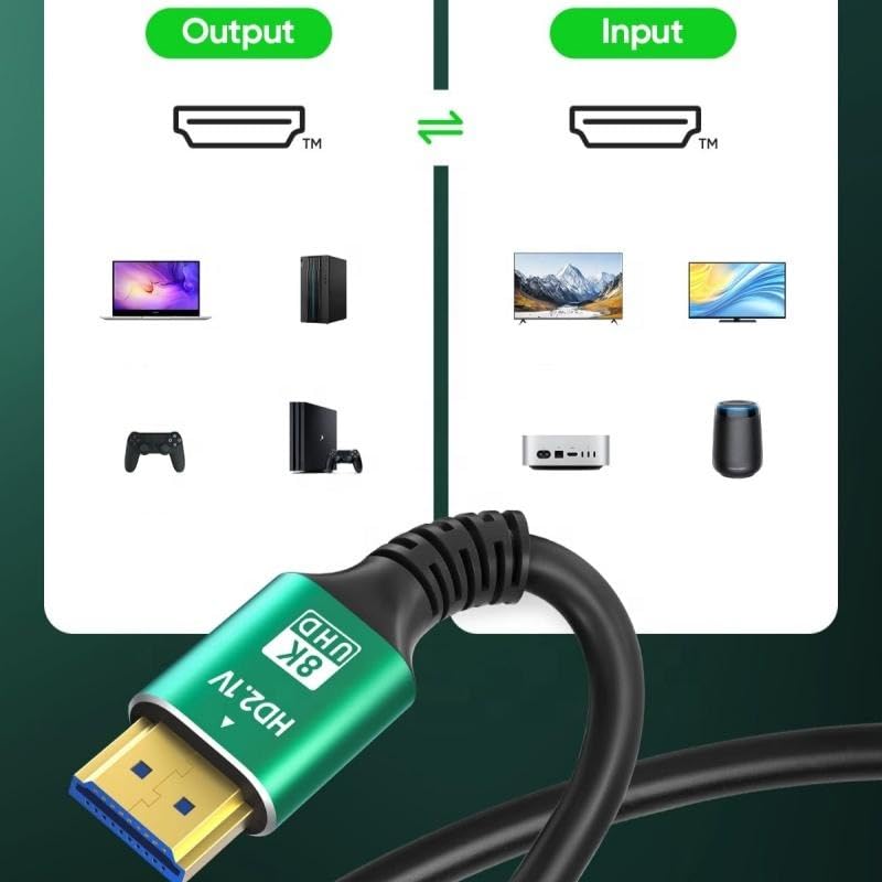 Image of MICROWARE 10M Ultra HD Cable ARC HDMI 2.1 Cable, High-Speed HDMI Cord 48Gbps 8K@60Hz, 4K@120Hz Dolby Atoms (HDCP 2.2&2.3, 3D, HDR10) for Soundbar (8K, 10M)