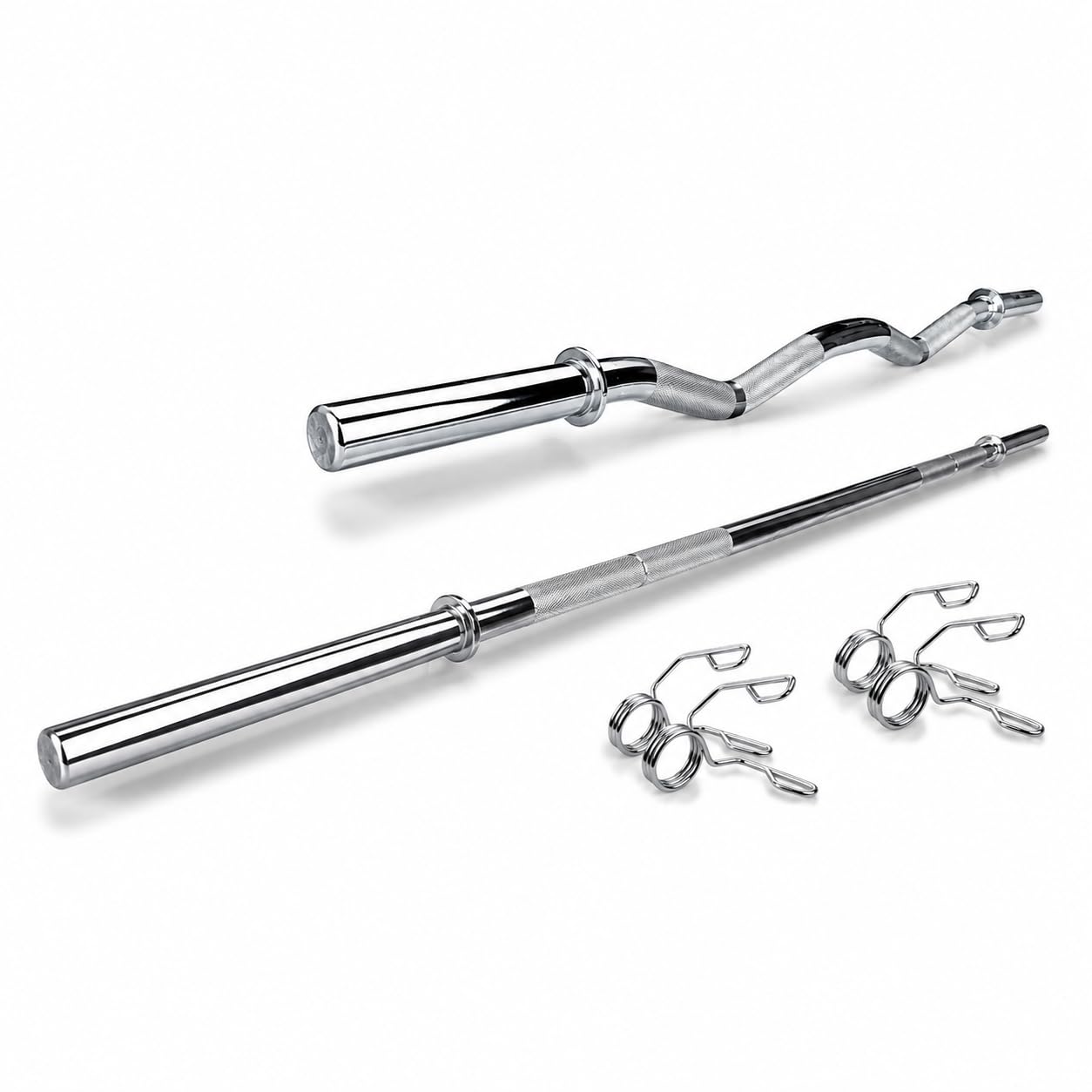 LEEWAY Gym Barbell Rod 5ft Straight & 3Ft Curl Bar | Combo (5FT + 3FT)| 28mm Gym Weight Plates Barbell for Home Workout | Weight Lifting Biceps Rod for Exercise at Home| Compatible 1-Inch Plates Road