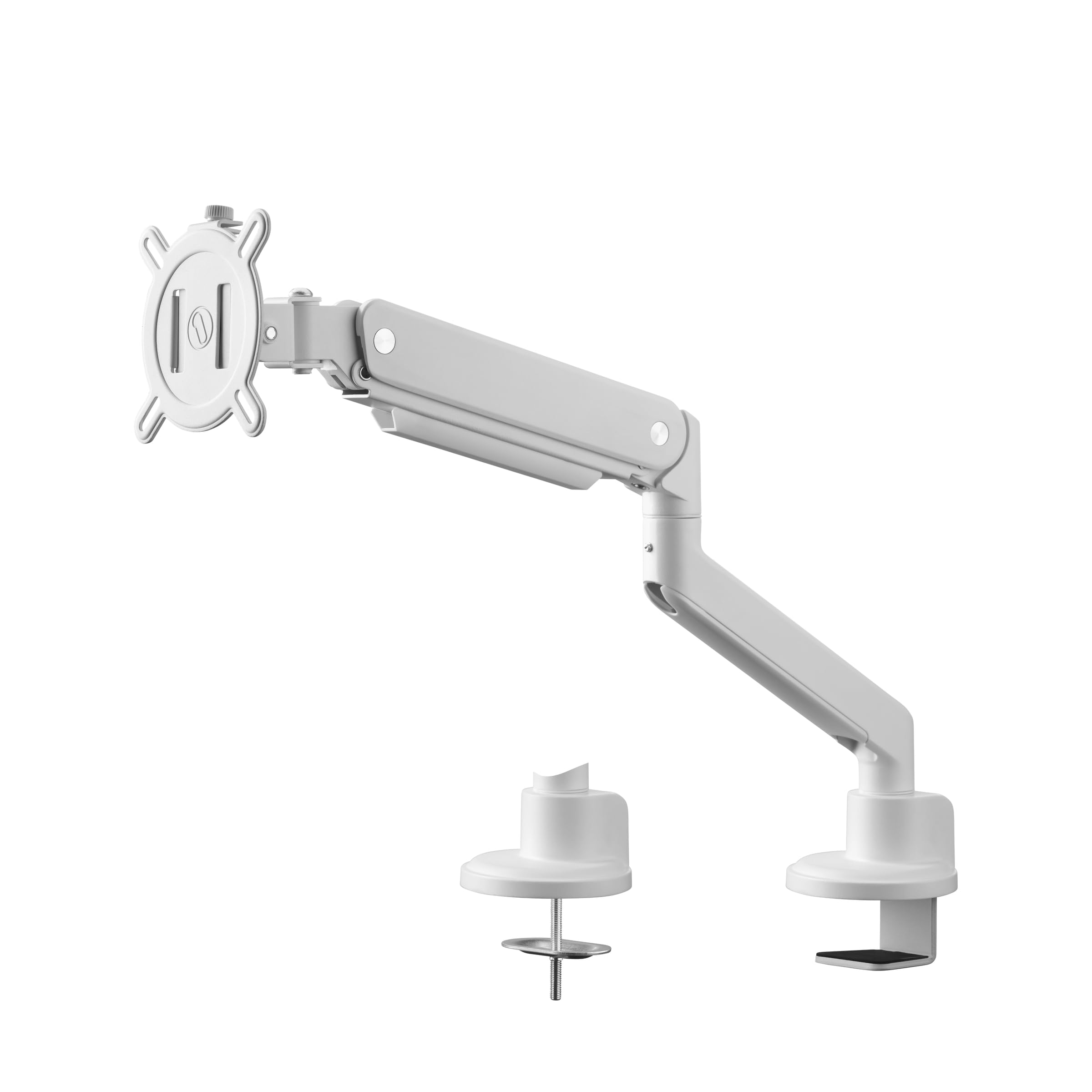 One For All Universal-Monitorarm für 13-35 Zoll – VESA 75/100 mm – Höhenverstellung – Neigen (140°), Schwenken (180°) und Drehen (360°) – Max. Gewicht – 10 kg pro Bildschirm – Weiss (DM4120)