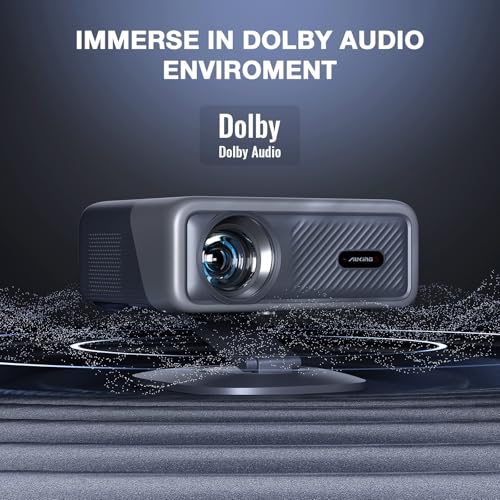 Image of [Now with Netflix] 4K Projector with WiFi and Bluetooth,TOF Real-Time Auto Focus Smart Projector, AuKing Outdoor Movie Home Theater Proyector with Omni-Adjustable Stand( Silver Grey)