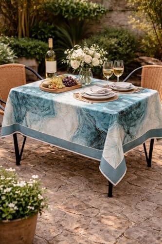 Image of AAZEEM Printed Tablecloth Soft Feel Foil Print Table Cover 4-6 Seater,Table Cover,Dining Table Cover, Table Linen,Dining Table Chair Cover,Dining Table Cover 6 Seater|Green|36 X 54 Inches