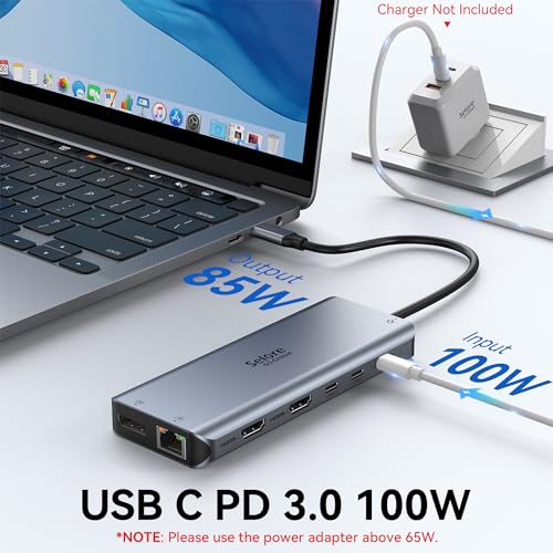 Image of USB C Docking Station Dual Monitor, Selore 13-in-1 Triple Monitor Hub